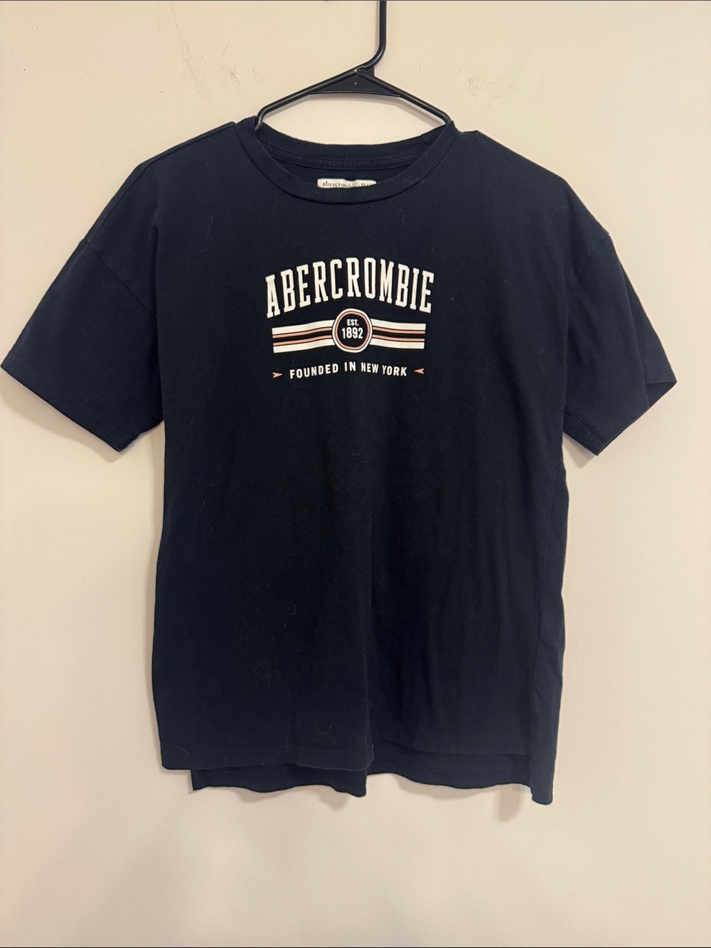 abercrombie kids Black Graphic Tee with White and pinky peachy Logo
